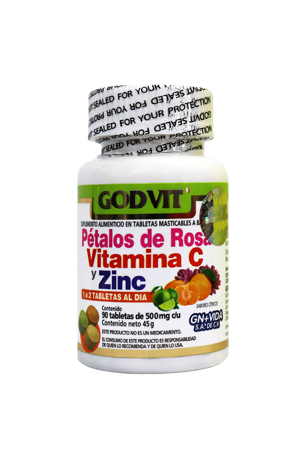 TBS. PETALOS DE ROSA , VITAMINA C Y ZINC C/90 DE 500 MG (MASTICABLES)