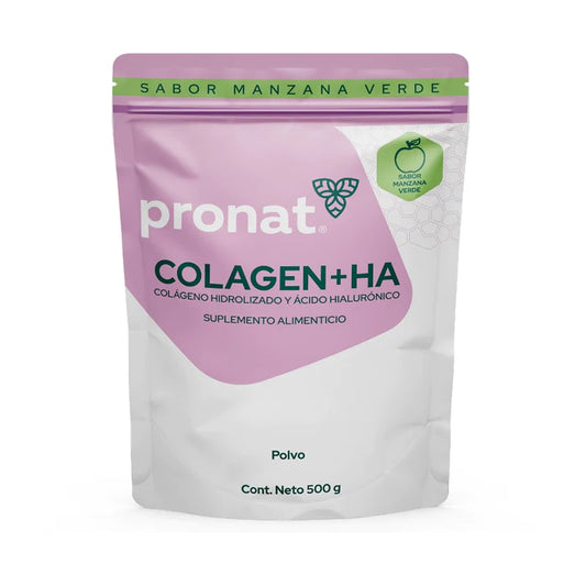 Colagen + Ha (Colágeno y Ácido Hialurónico) Manzana Verde polvo 500 g - Pronat